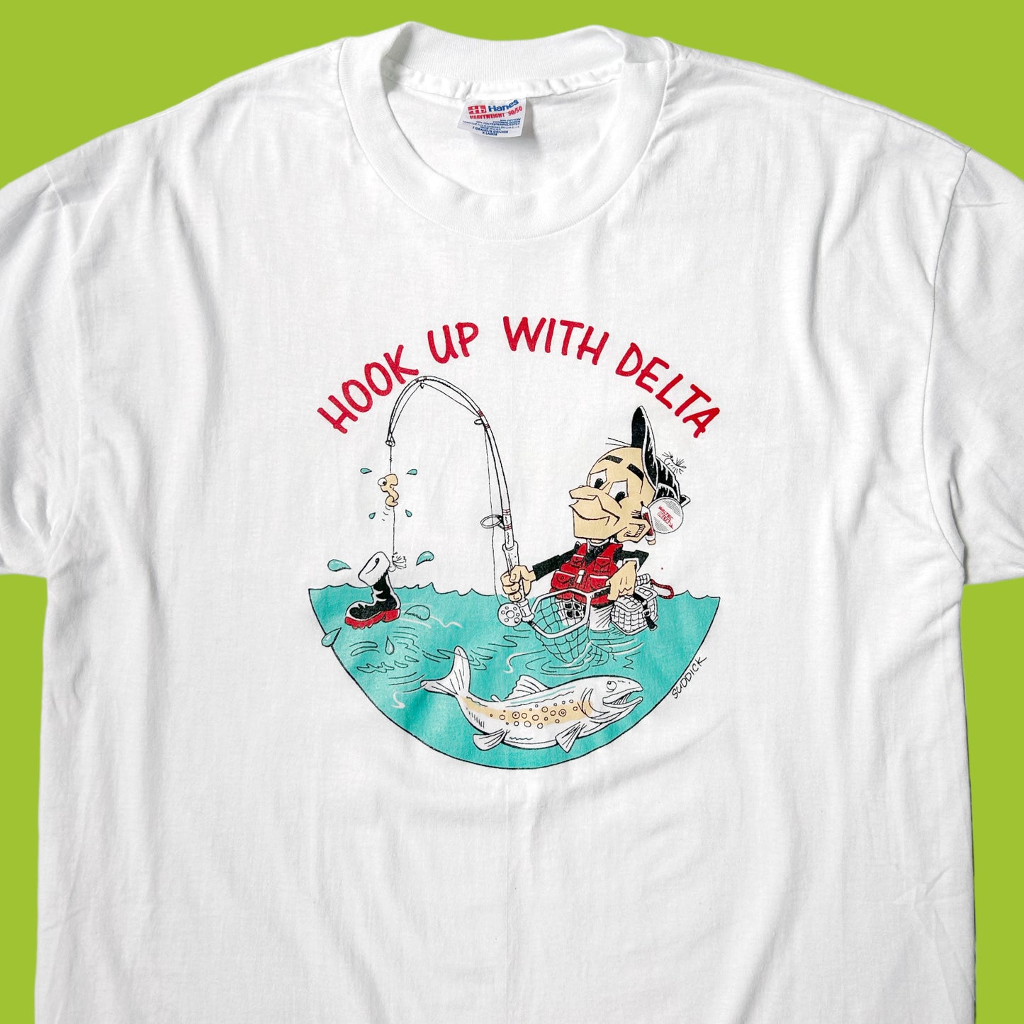 90s Vintage “Hook Up With Delta” cartoon t-shirt