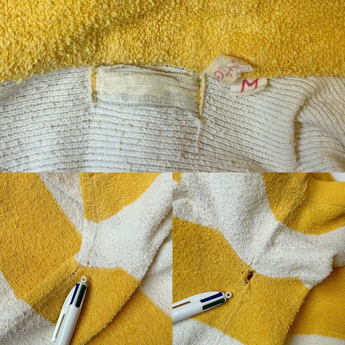 70s Vintage Stripe Terry Cloth Polo Shirt.