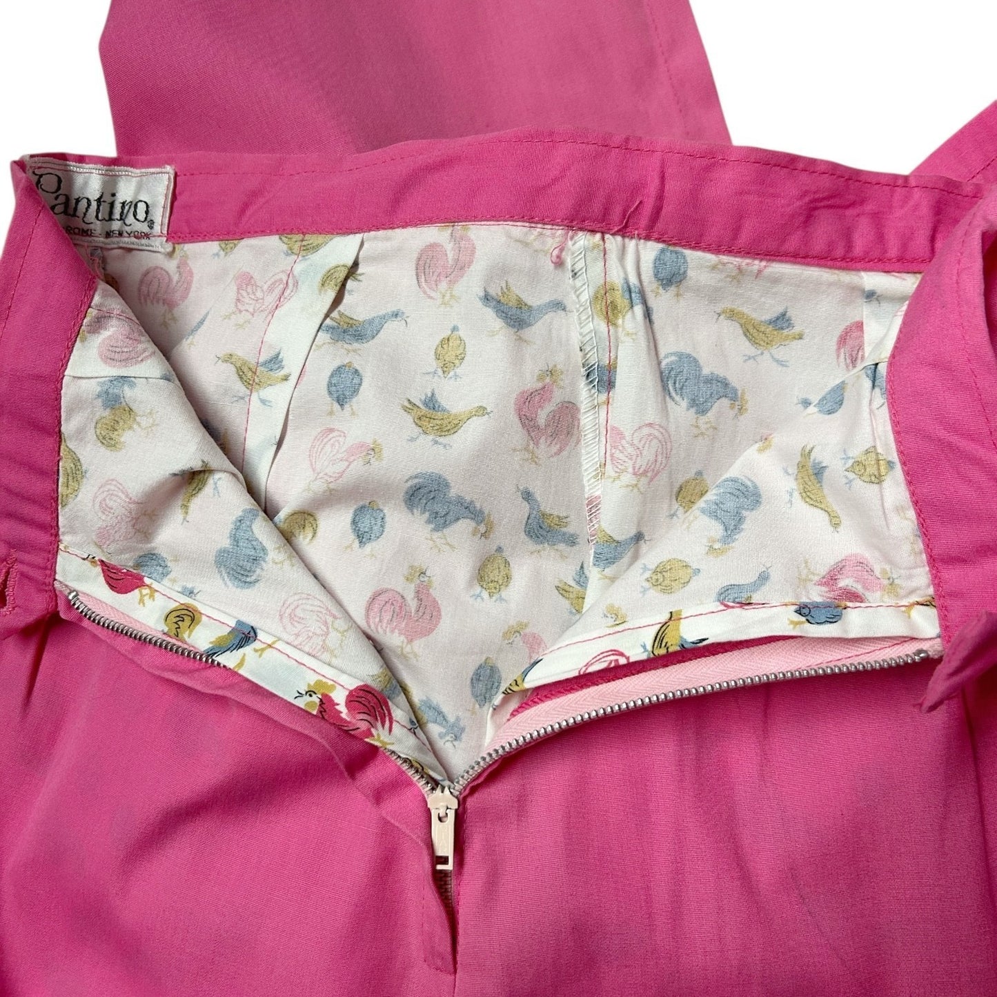 60s Vintage Highwaisted Skort Pink Skirt White Shorts Chicken Print Pantino.