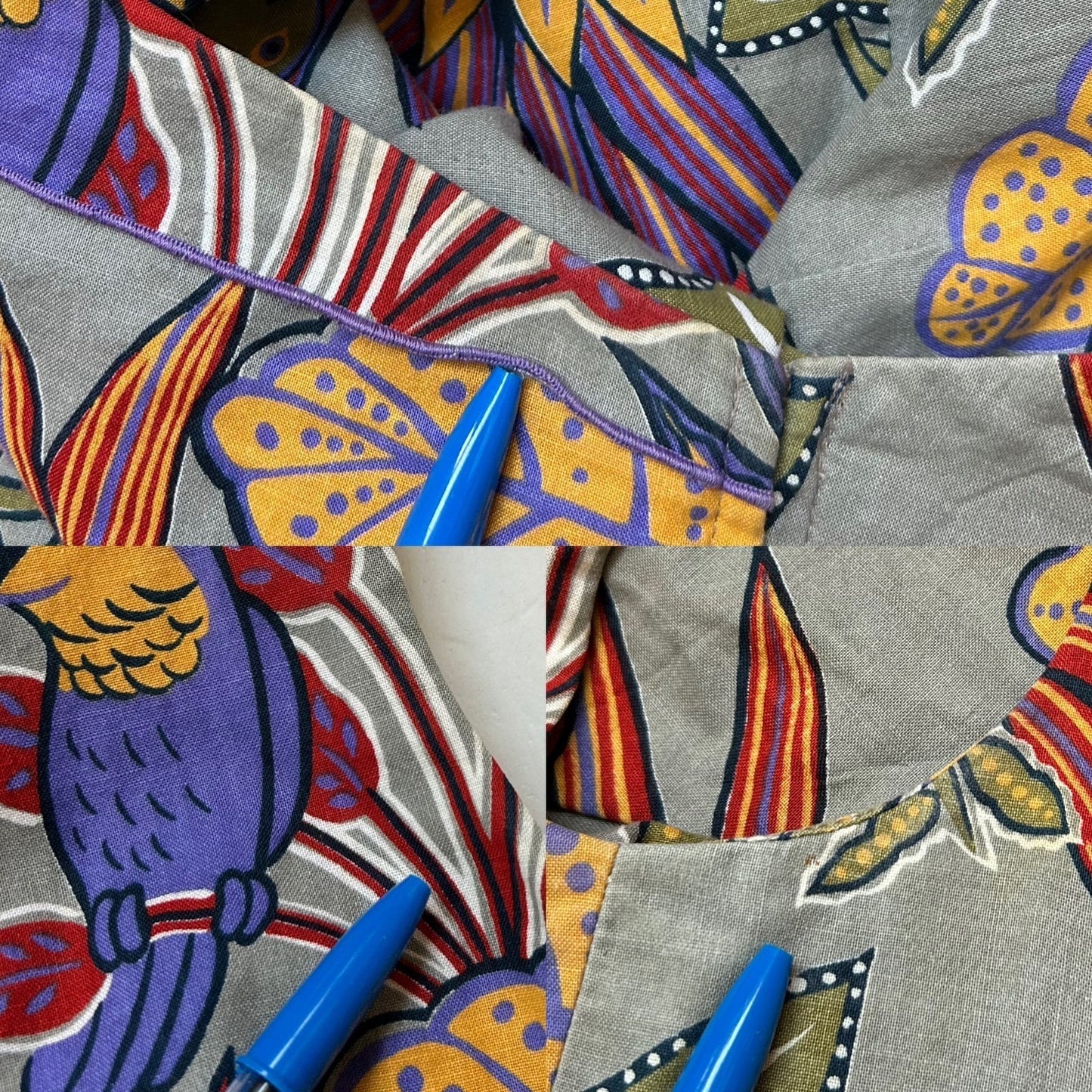 70s vintage tropical novelty print one shoulder dress.