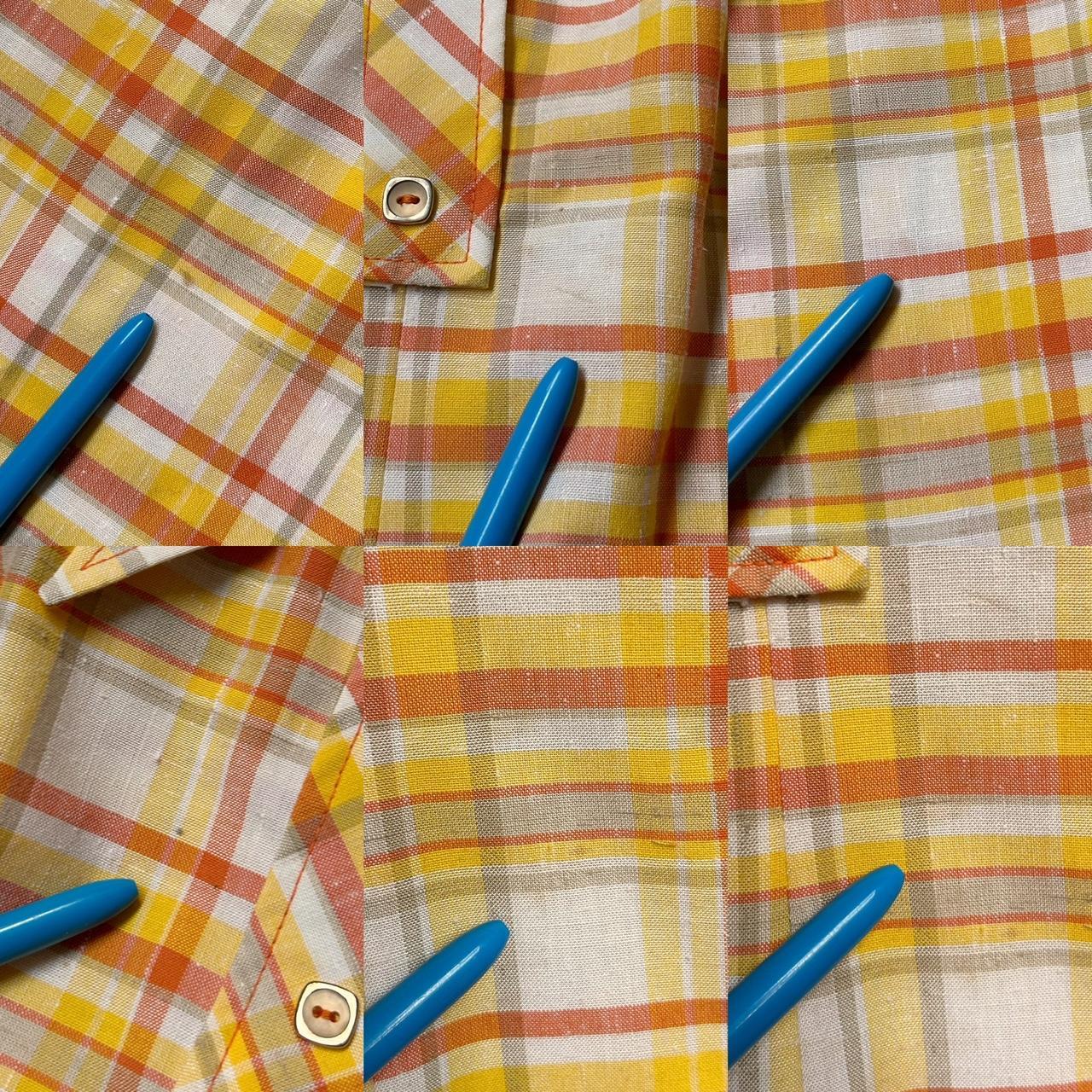 70s vintage plaid mini dress with pointed collar.