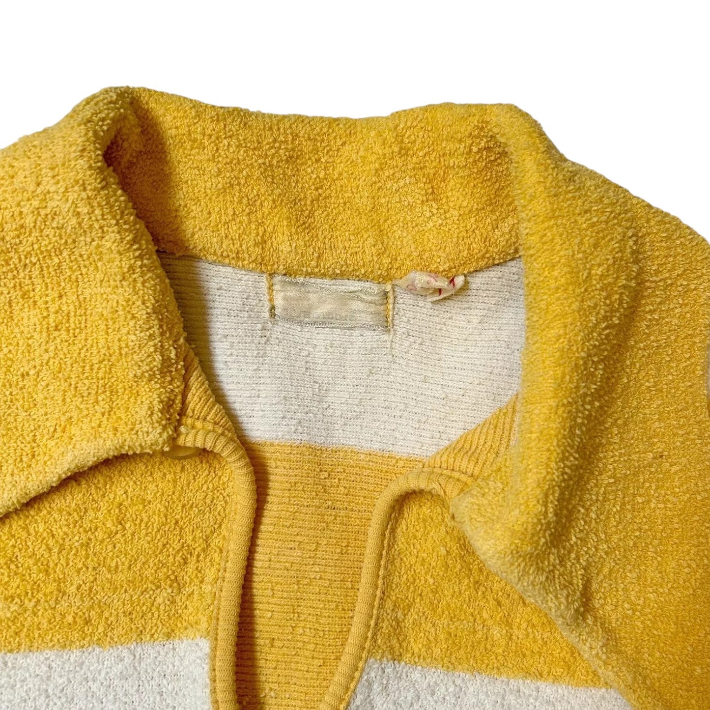 70s Vintage Stripe Terry Cloth Polo Shirt.