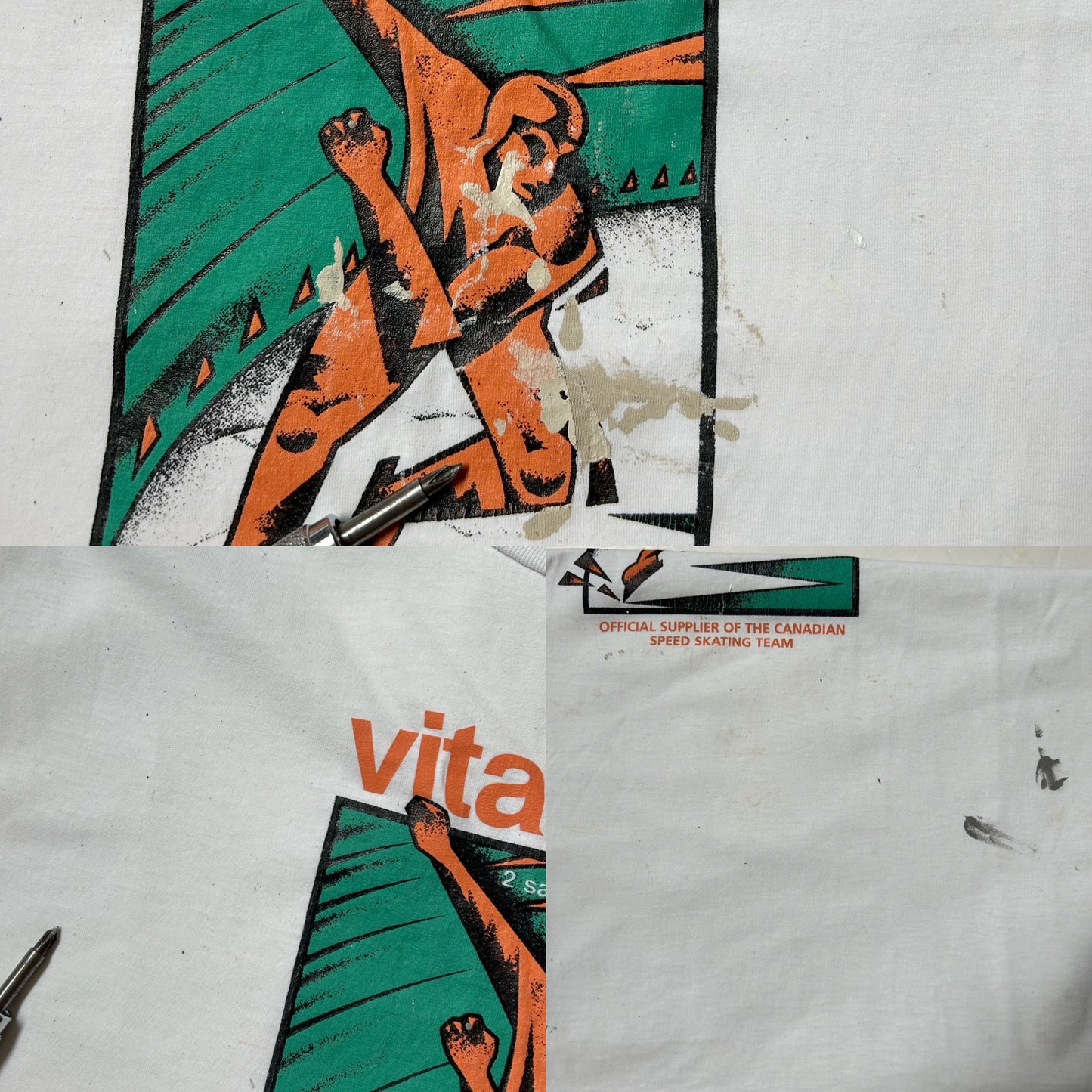 90s Vintage Distressed Vitathion Canadian Speedskating T-shirt.