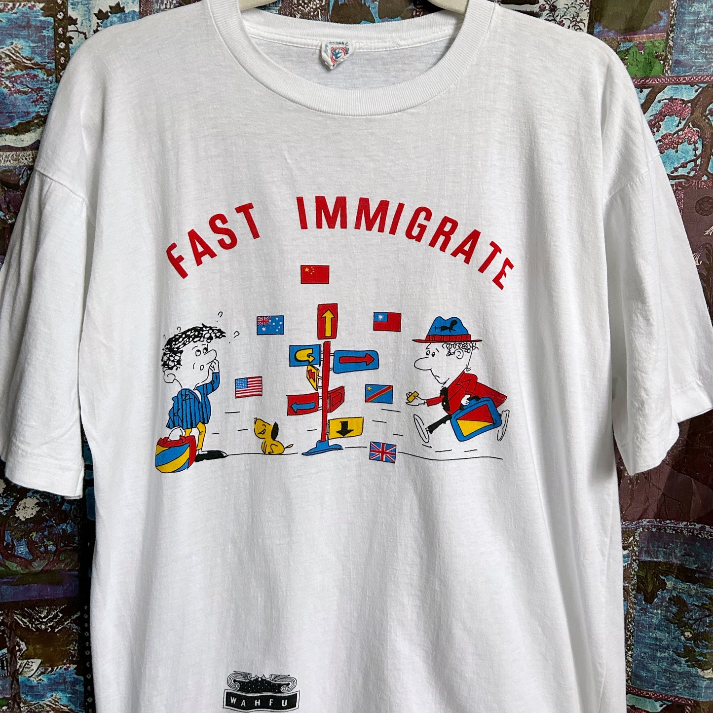 80s Vintage “Fast Immigrate” Travel Cartoon T-shirt