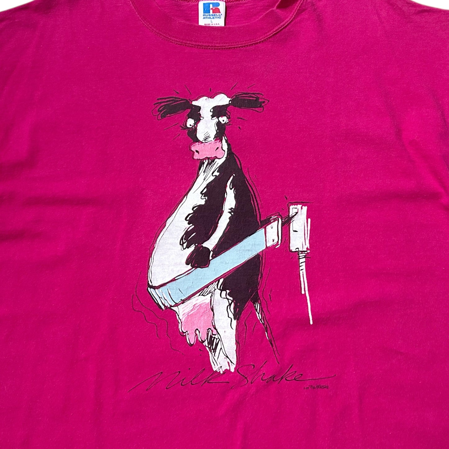 80s Vintage "Milk Shake" Cow Comic T-shirt.