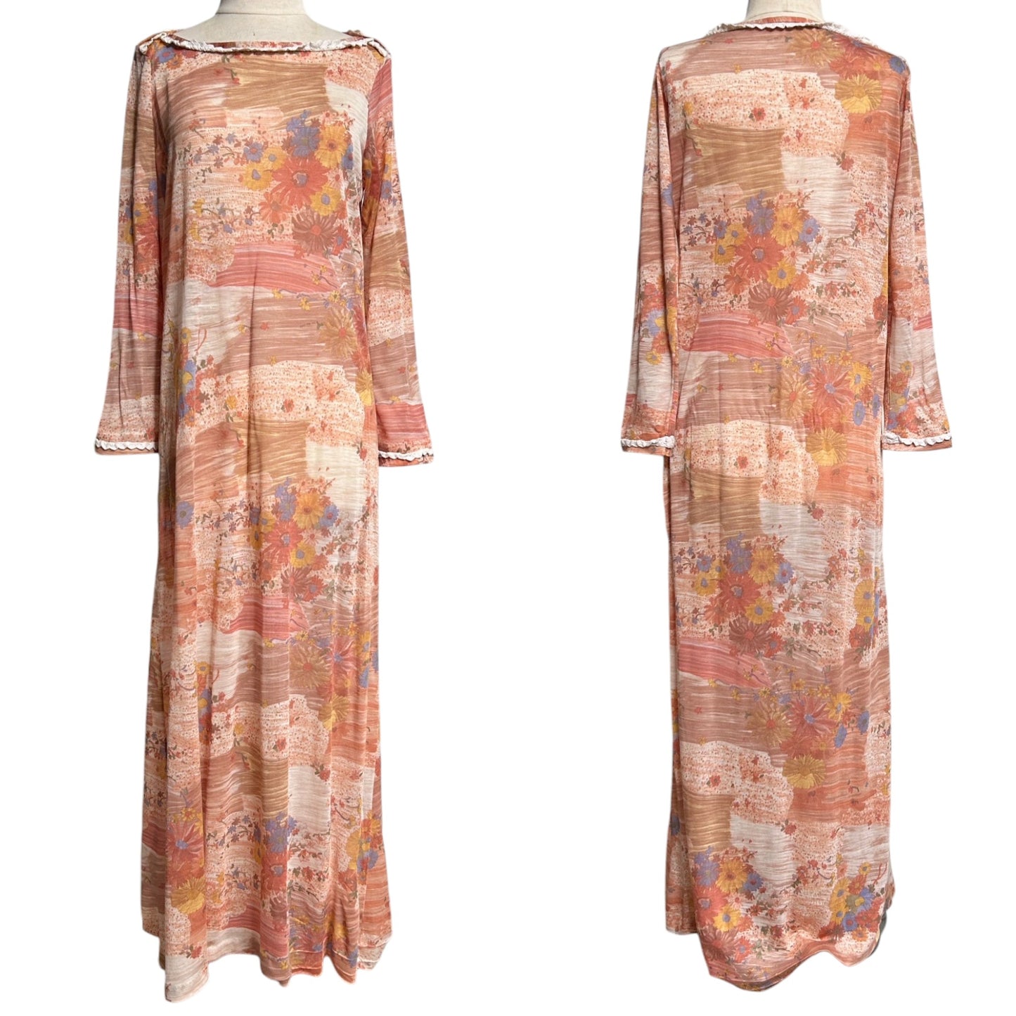 70s Vintage Psychedelic Daisy Maxi Dress