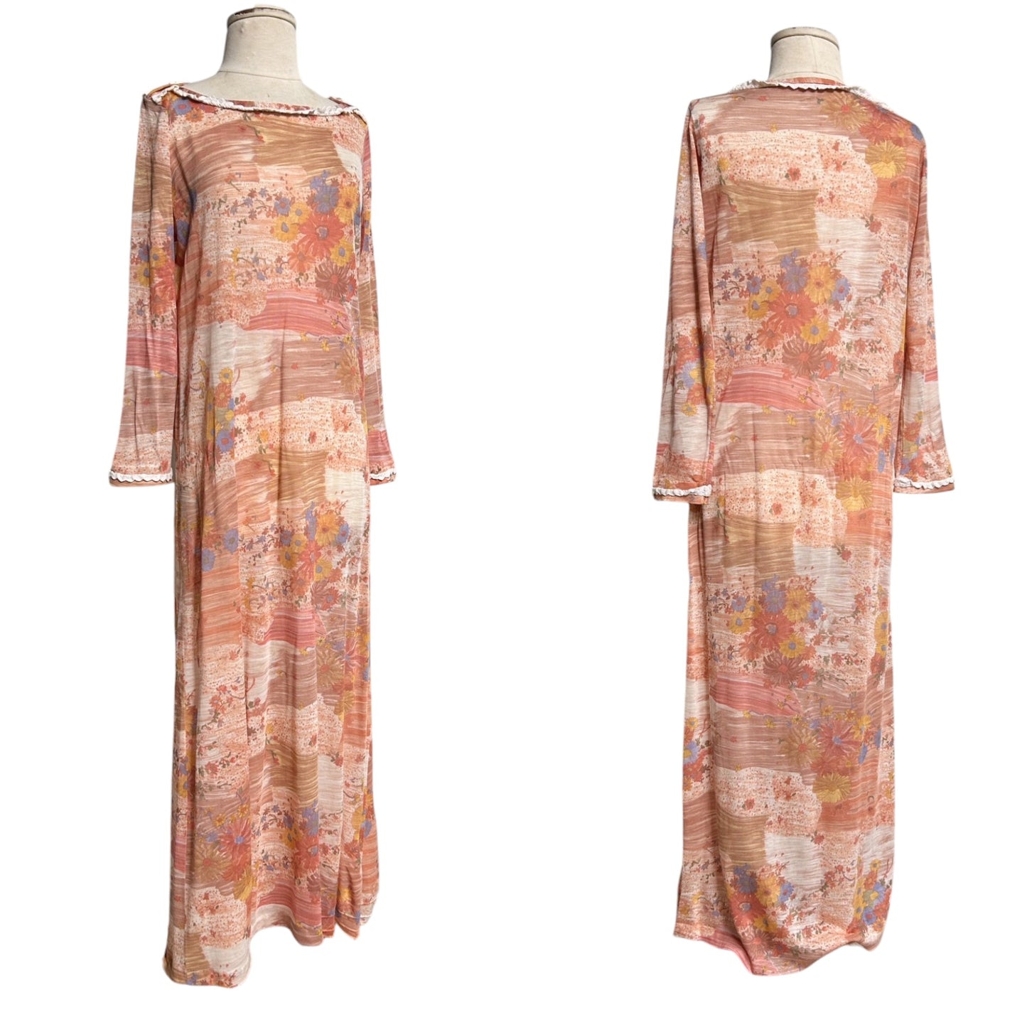 70s Vintage Psychedelic Daisy Maxi Dress