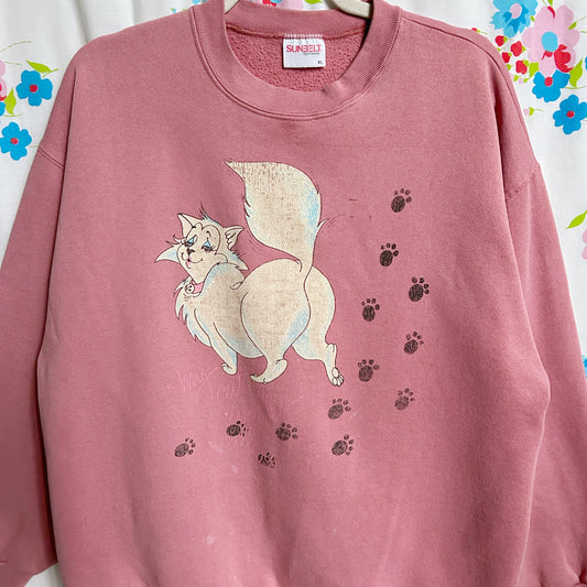 90s Vintage Faded Cat Sweatshirt