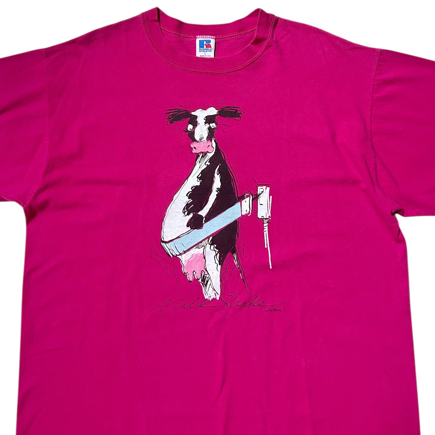 80s Vintage "Milk Shake" Cow Comic T-shirt.