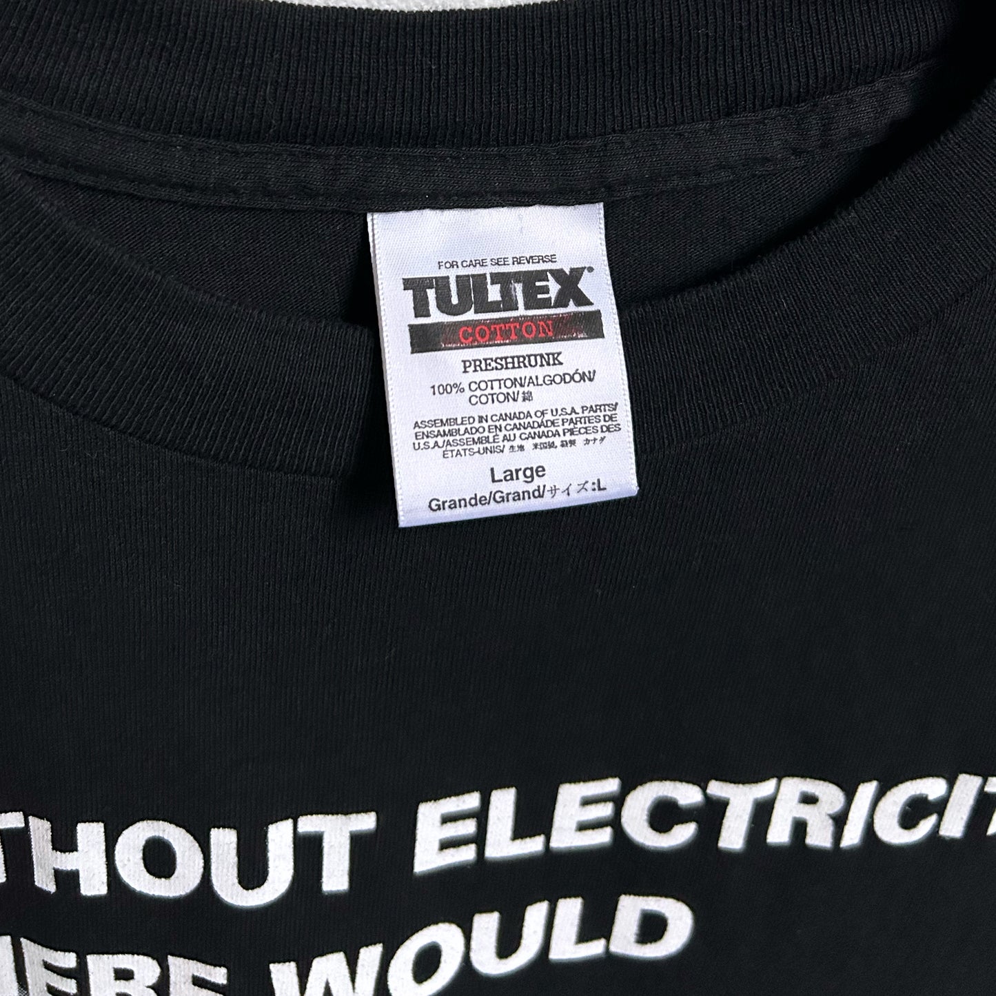 90s Vintage "Without Electricity Where Would You Be?" t-shirt