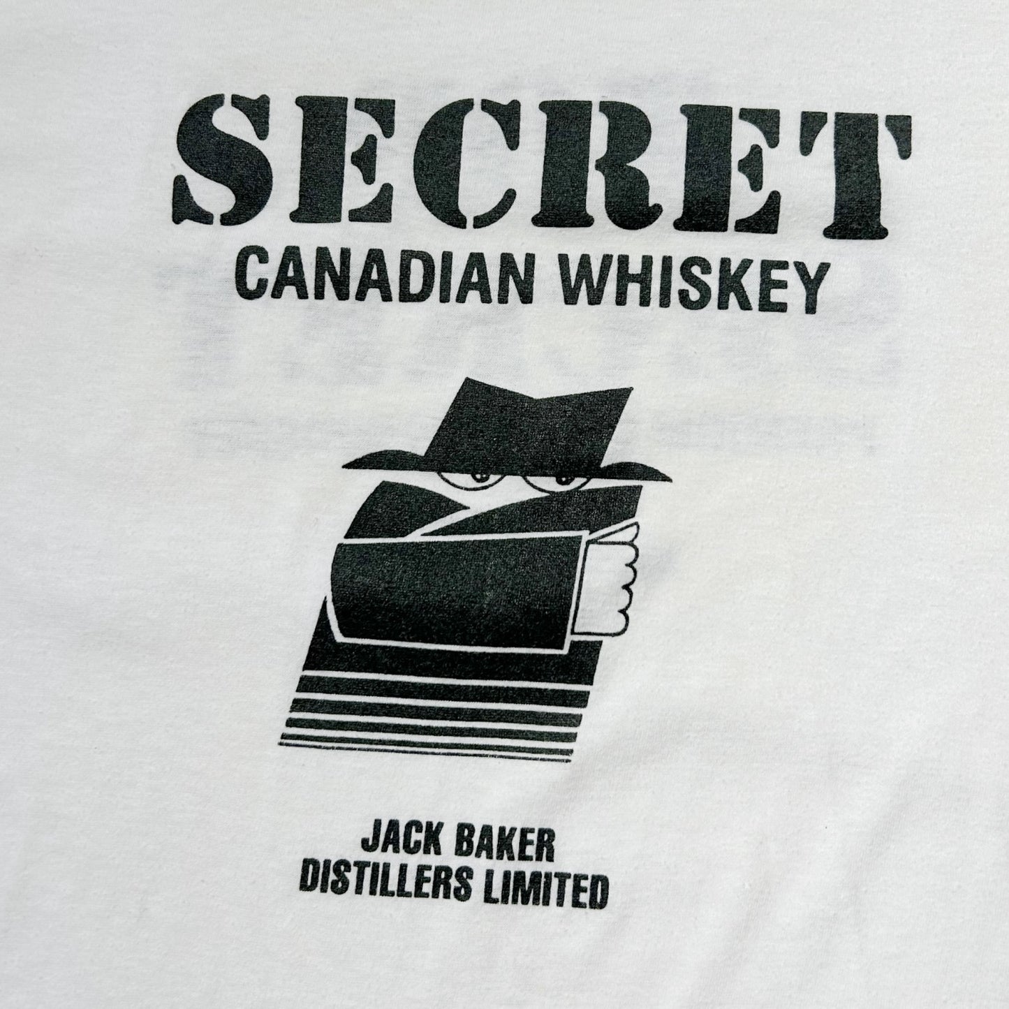 80s Vintage Jack Baker Secret Canadian Whiskey T-shirt.