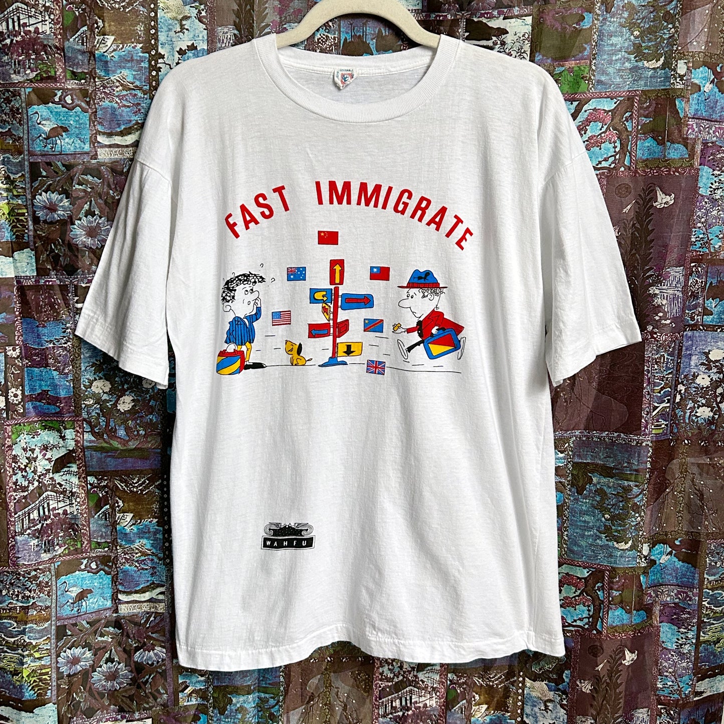 80s Vintage “Fast Immigrate” Travel Cartoon T-shirt