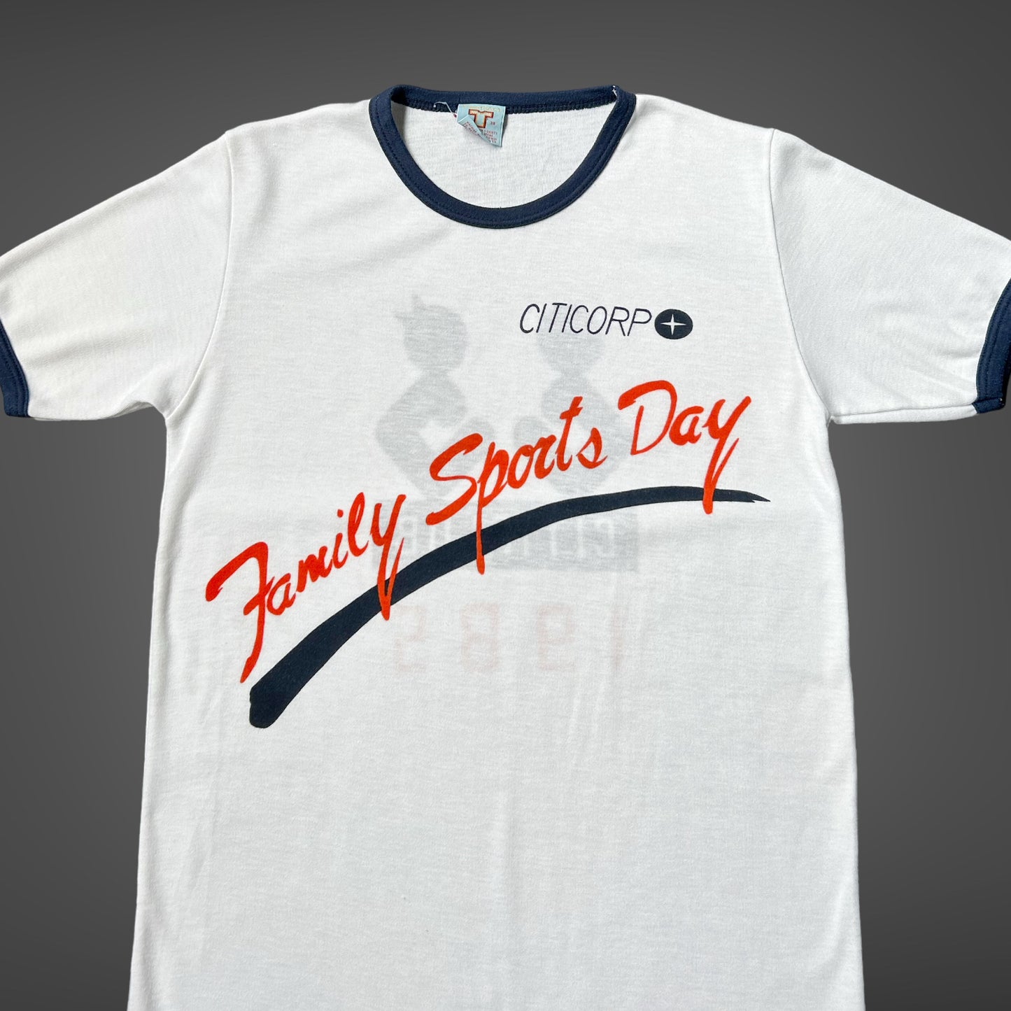 80s vintage Family Sports Day ringer tee