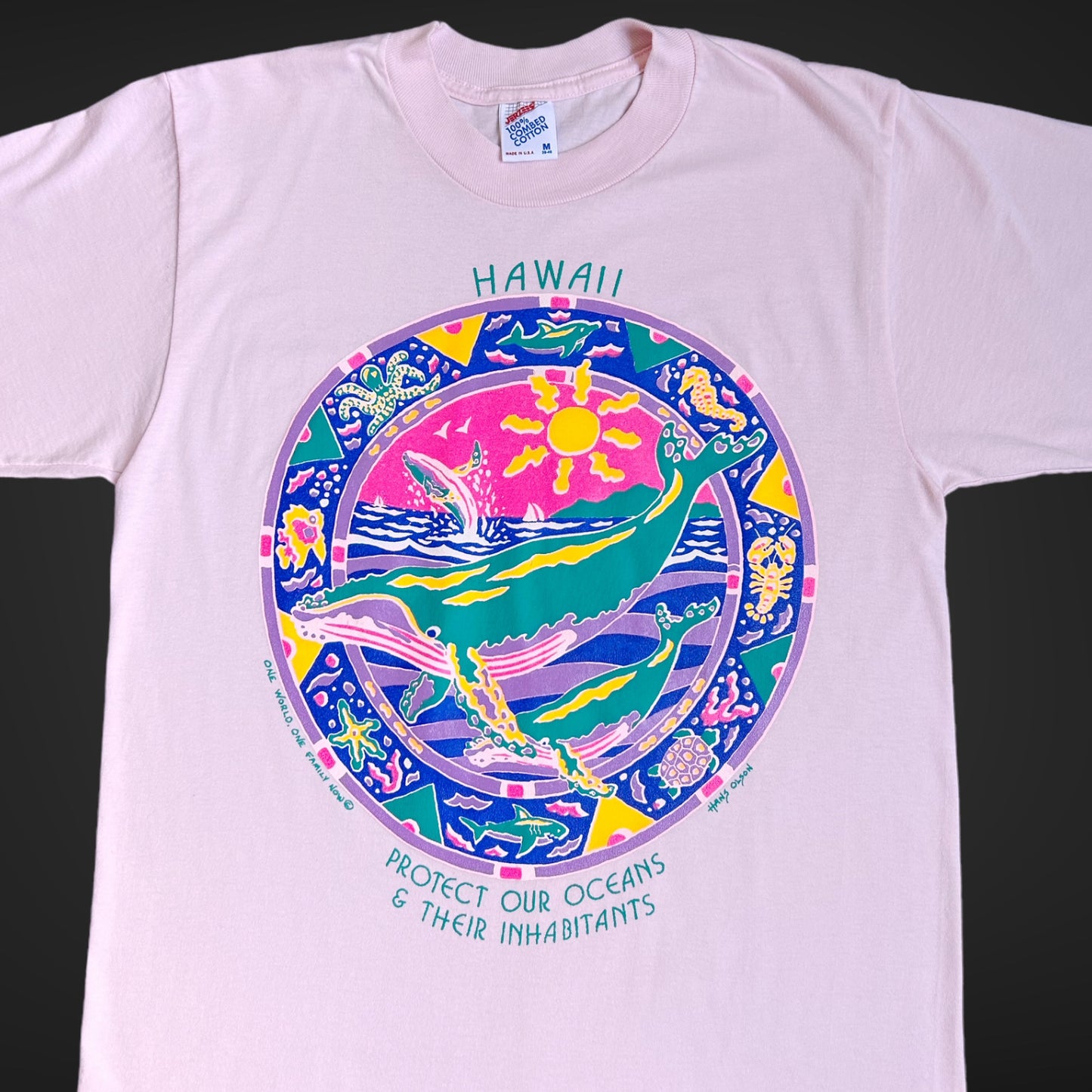 90s Vintage Ocean Environment Art T-shirt