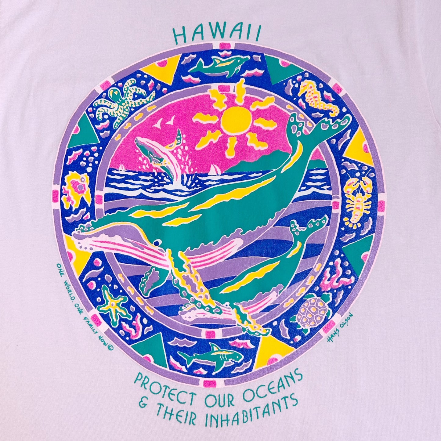 90s Vintage Ocean Environment Art T-shirt