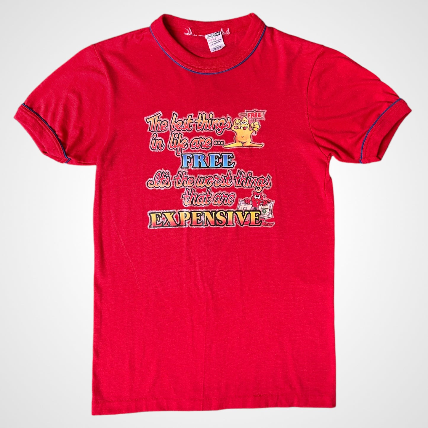 80s Vintage “Best Things in Life are Free” Ringer Tee