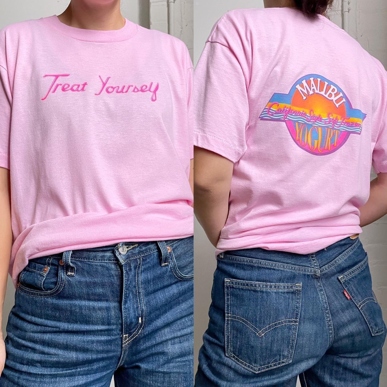 90s Vintage Malibu Yogurt T-shirt; “Treat Yourself”