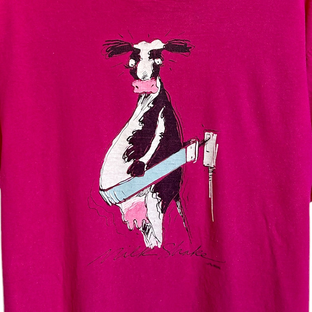 80s Vintage Milk Shake Cow Comic T-shirt