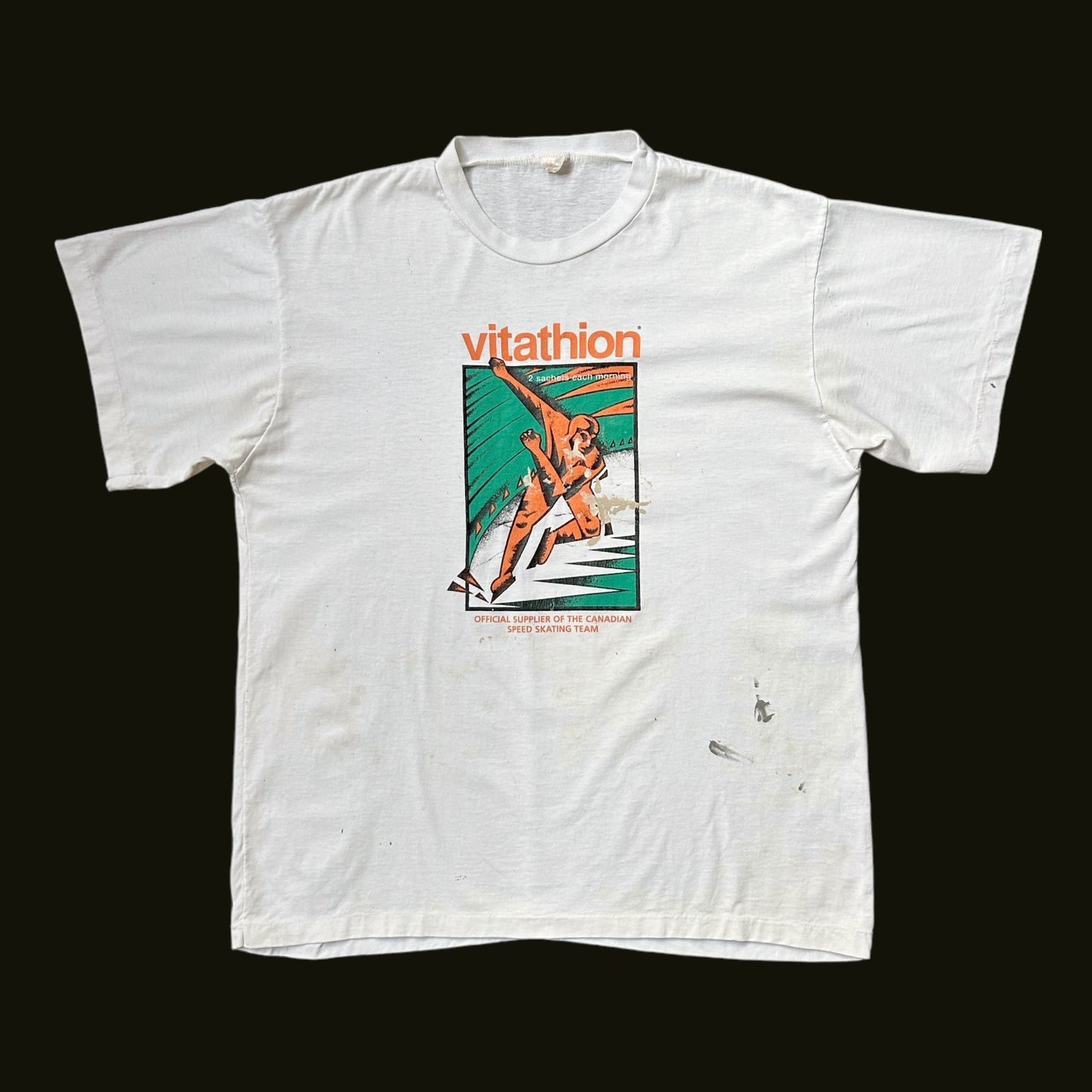 90s Vintage Distressed Vitathion Canadian Speedskating T-shirt.