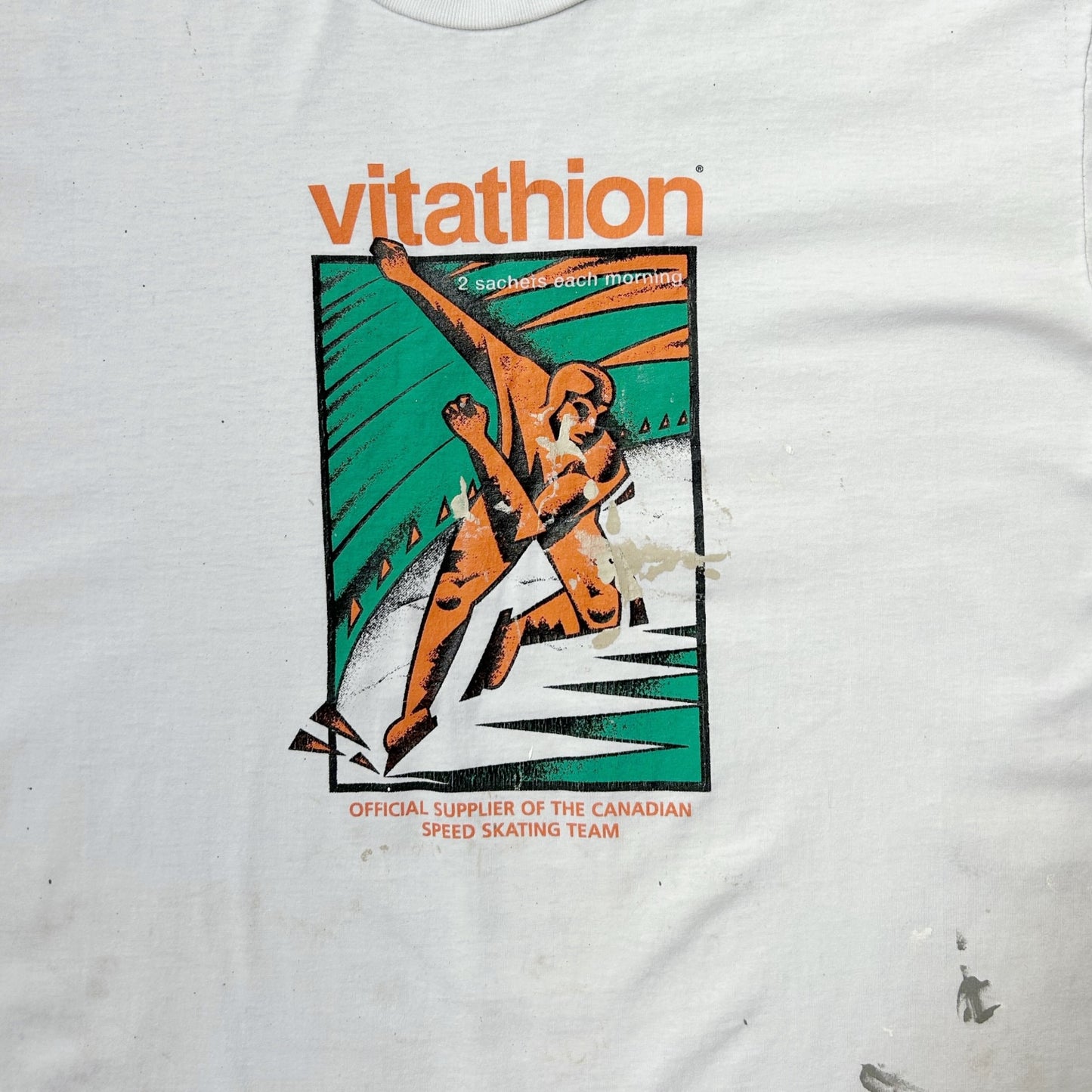 90s Vintage Distressed Vitathion Canadian Speedskating T-shirt.