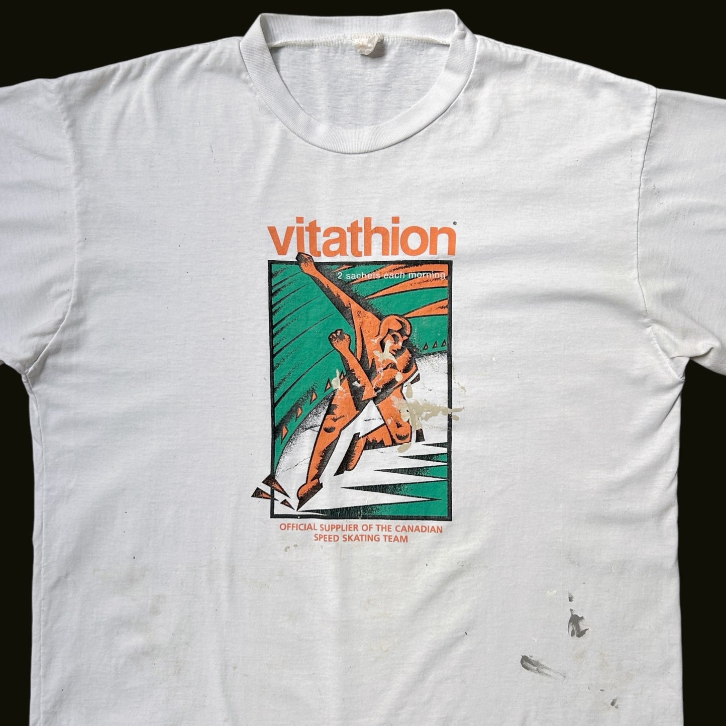 90s Vintage Distressed Vitathion Canadian Speedskating T-shirt.
