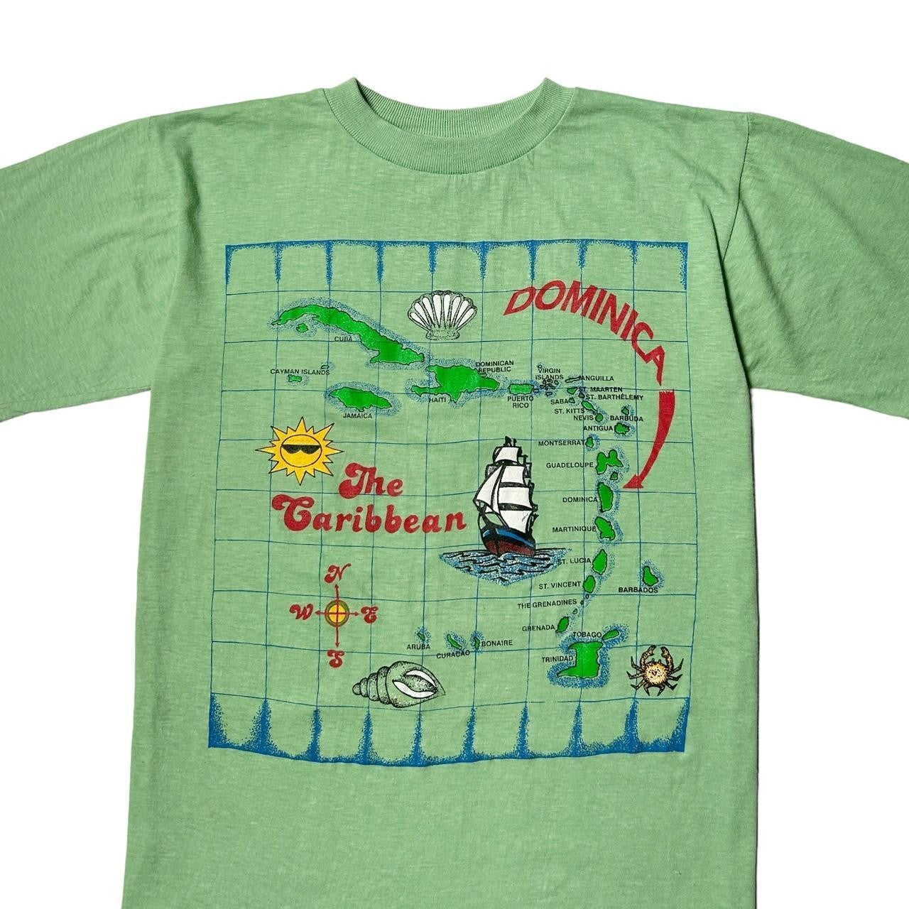 90s vintage Caribbean map t-shirt.
