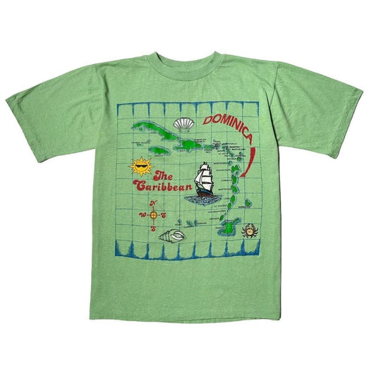 90s vintage Caribbean map t-shirt.