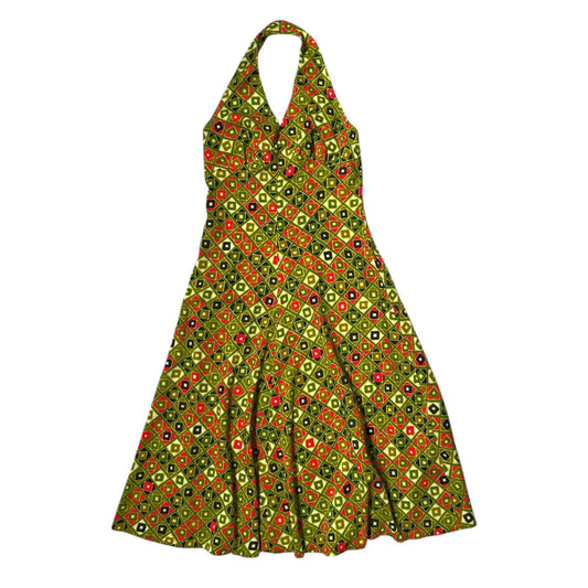 70s Vintage Geometric Halter Dress.