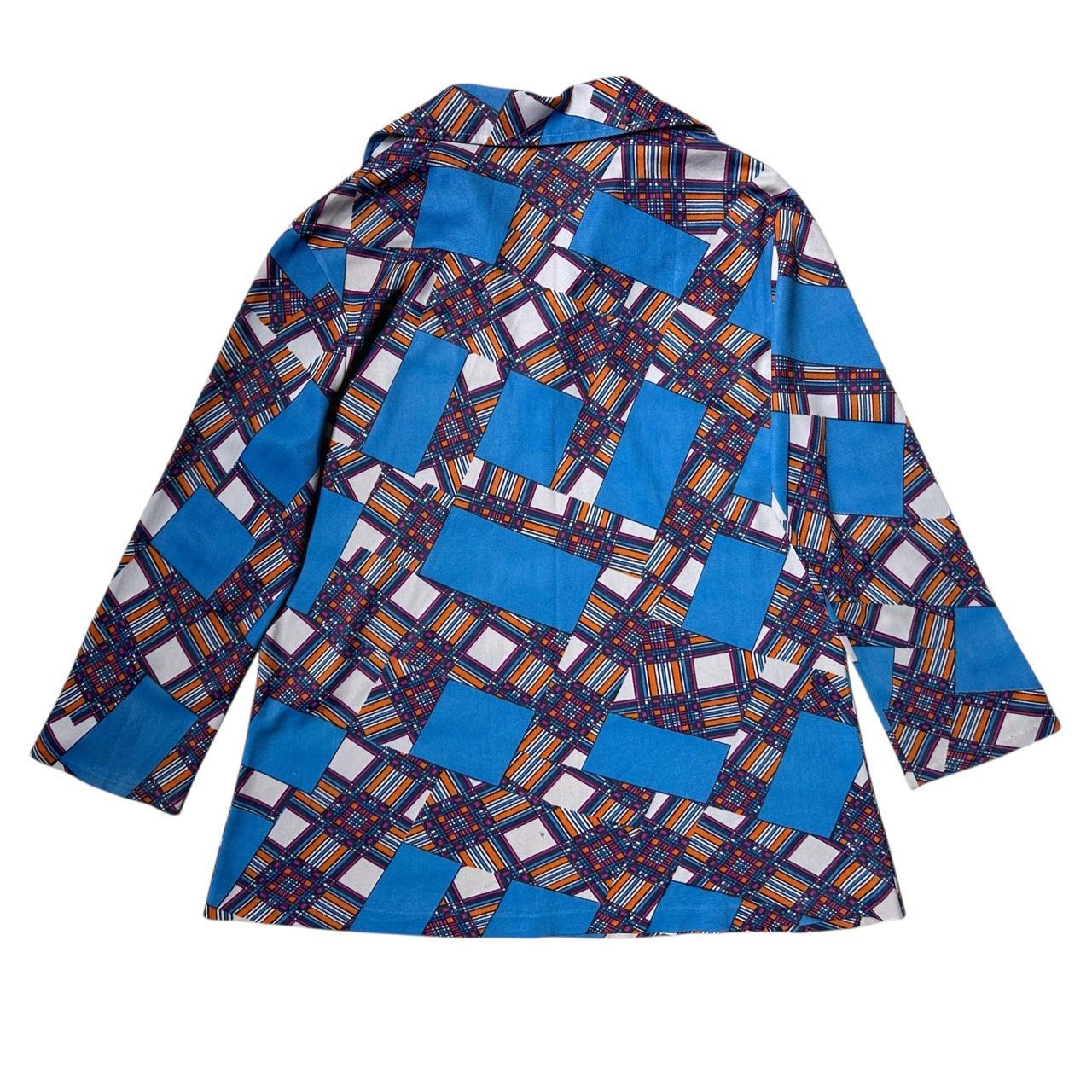 70s vintage pointed collar patchwork pattern top.