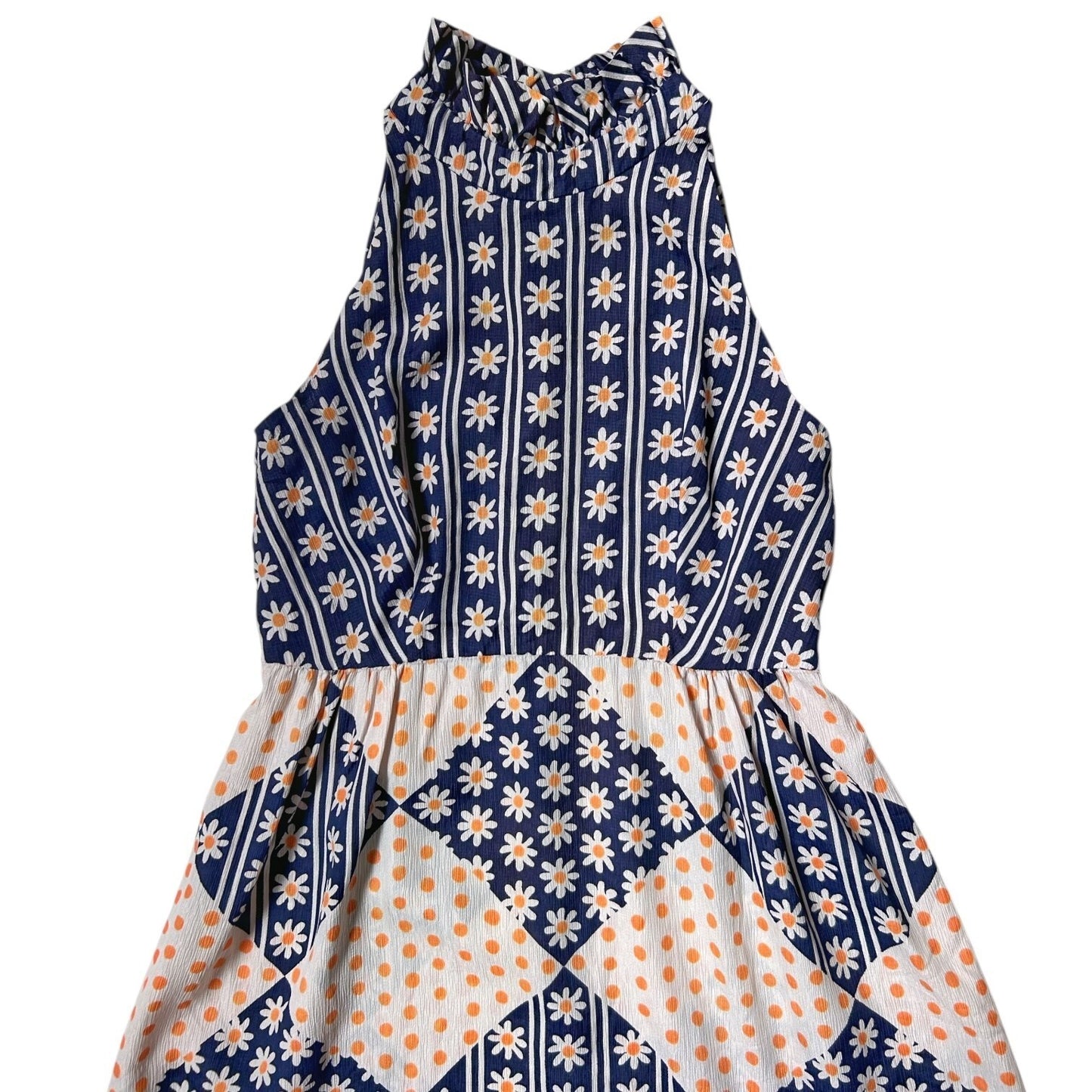 70s Vintage Daisy Print Mini Dress.