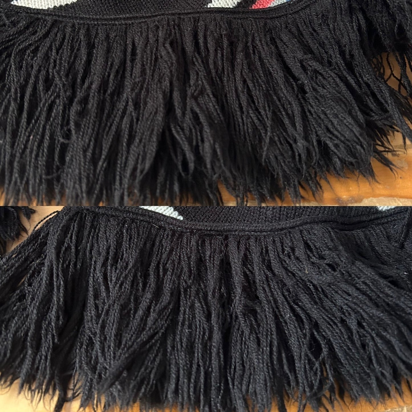 70s vintage bell sleeve hippy fringe sweater.