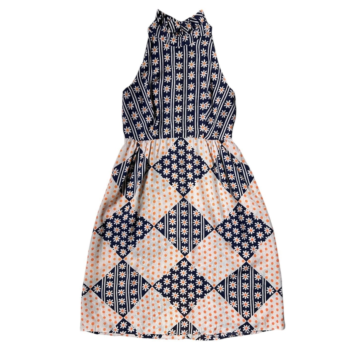 70s Vintage Daisy Print Mini Dress.