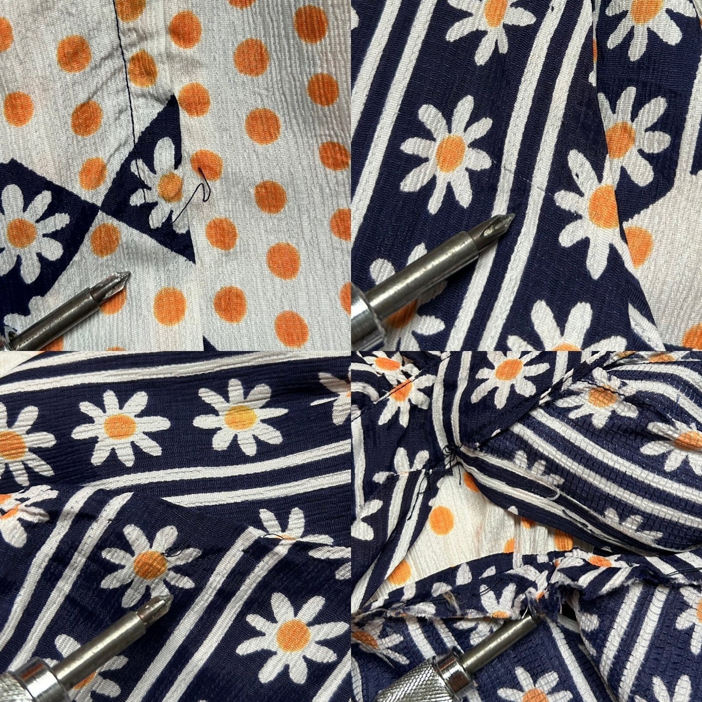 70s Vintage Daisy Print Mini Dress.