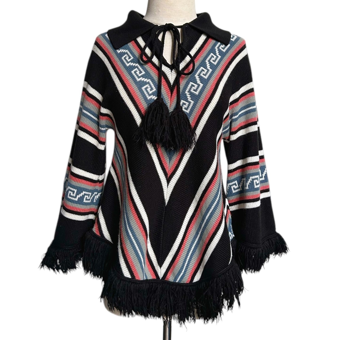 70s vintage bell sleeve hippy fringe sweater.