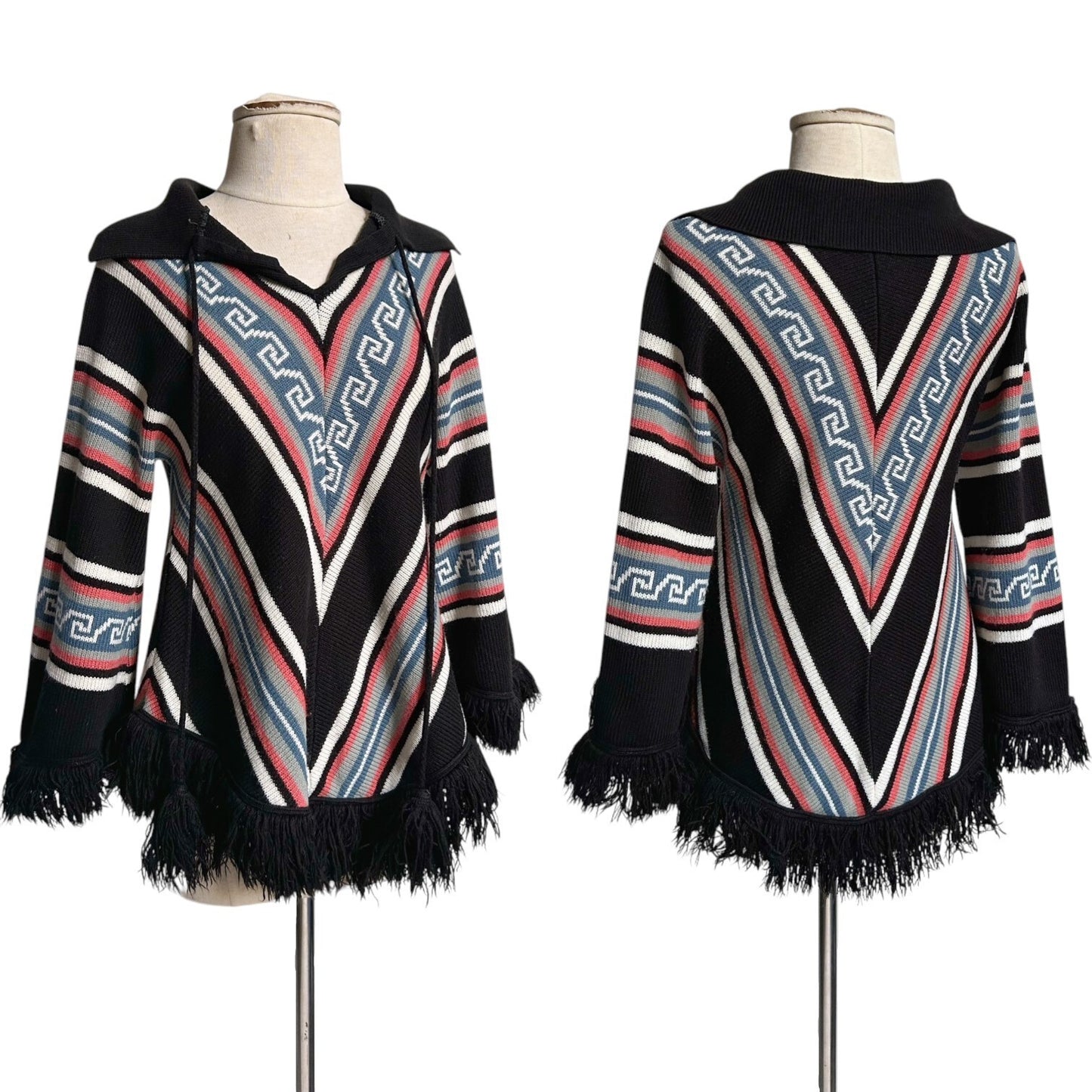 70s vintage bell sleeve hippy fringe sweater.