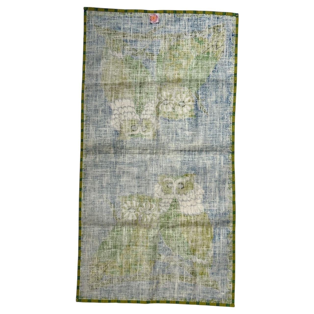 70s vintage owl art tea towel by Fallani & Cohn Inc.