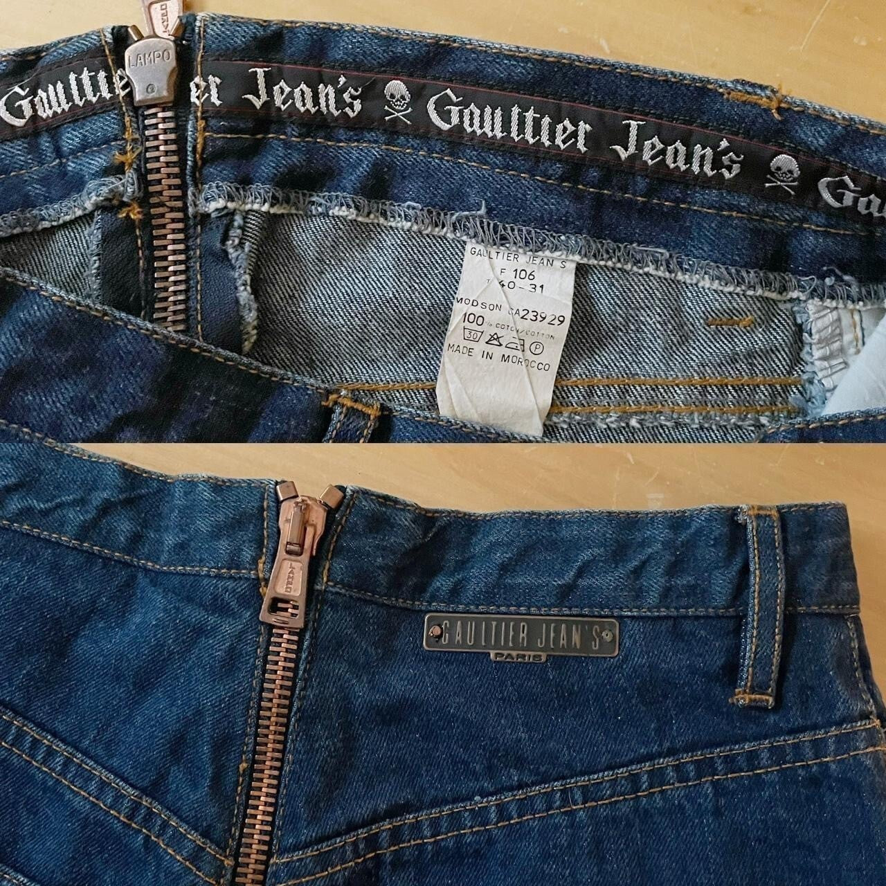 90s Vintage Gaultier Highwaisted Back Zipper Modson Jeans.