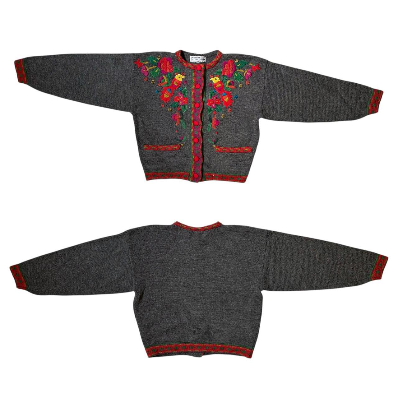 80s vintage Rene Derhy Paris Embroidered Bird Cardigan.