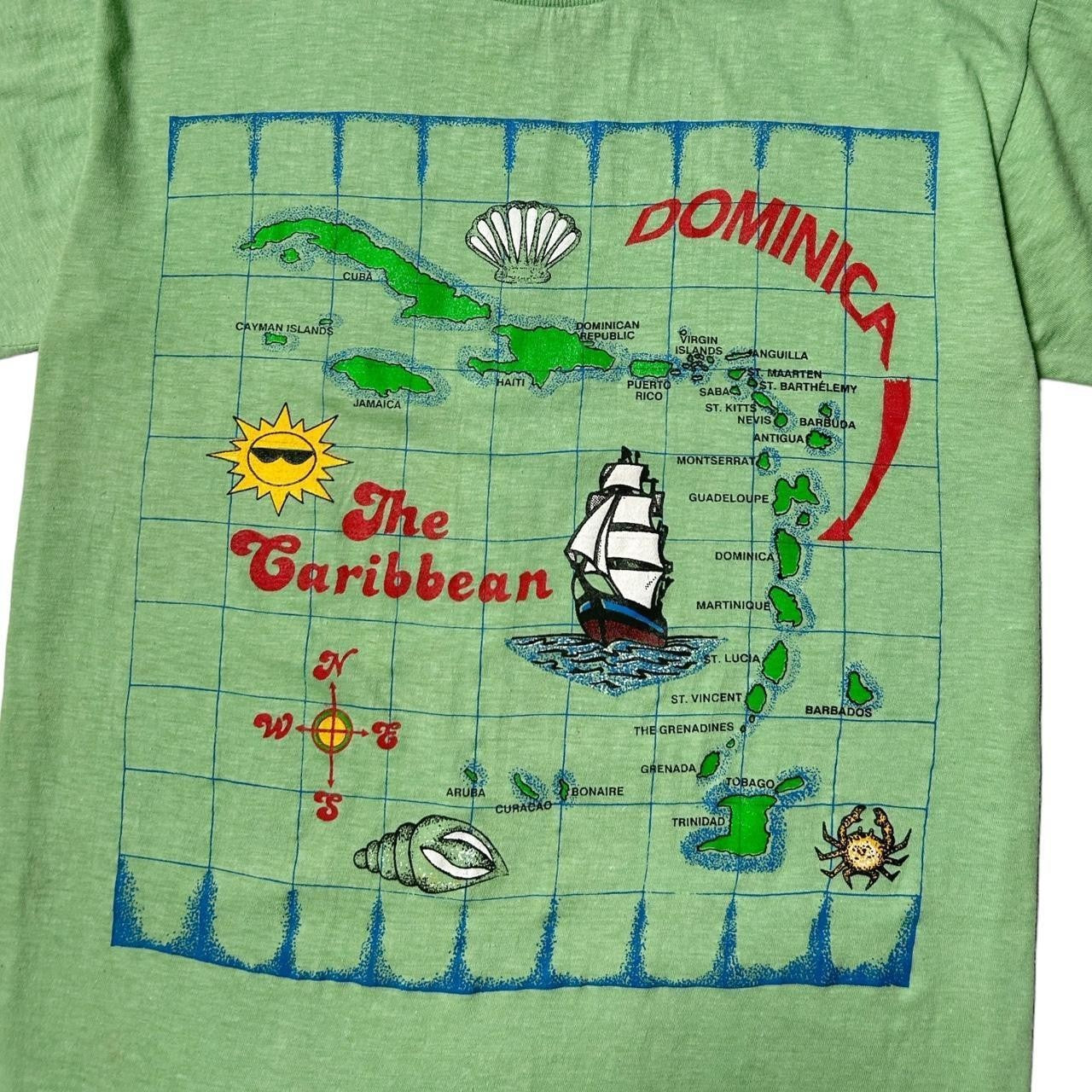 90s vintage Caribbean map t-shirt.