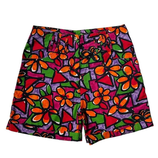 90s Vintage Highwaisted Flower Art Shorts.