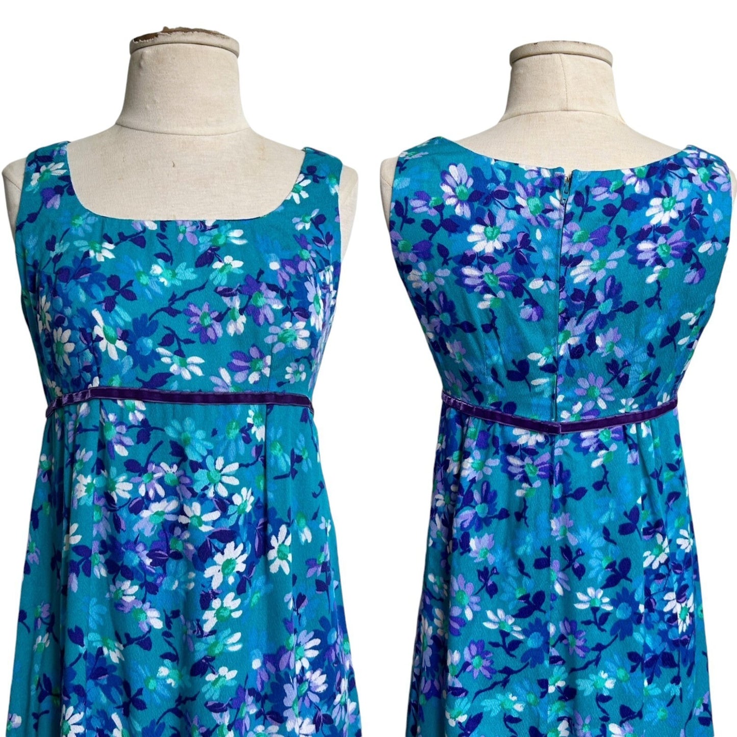 70s Vintage Hawaiian Empire Waist Daisy Dress.