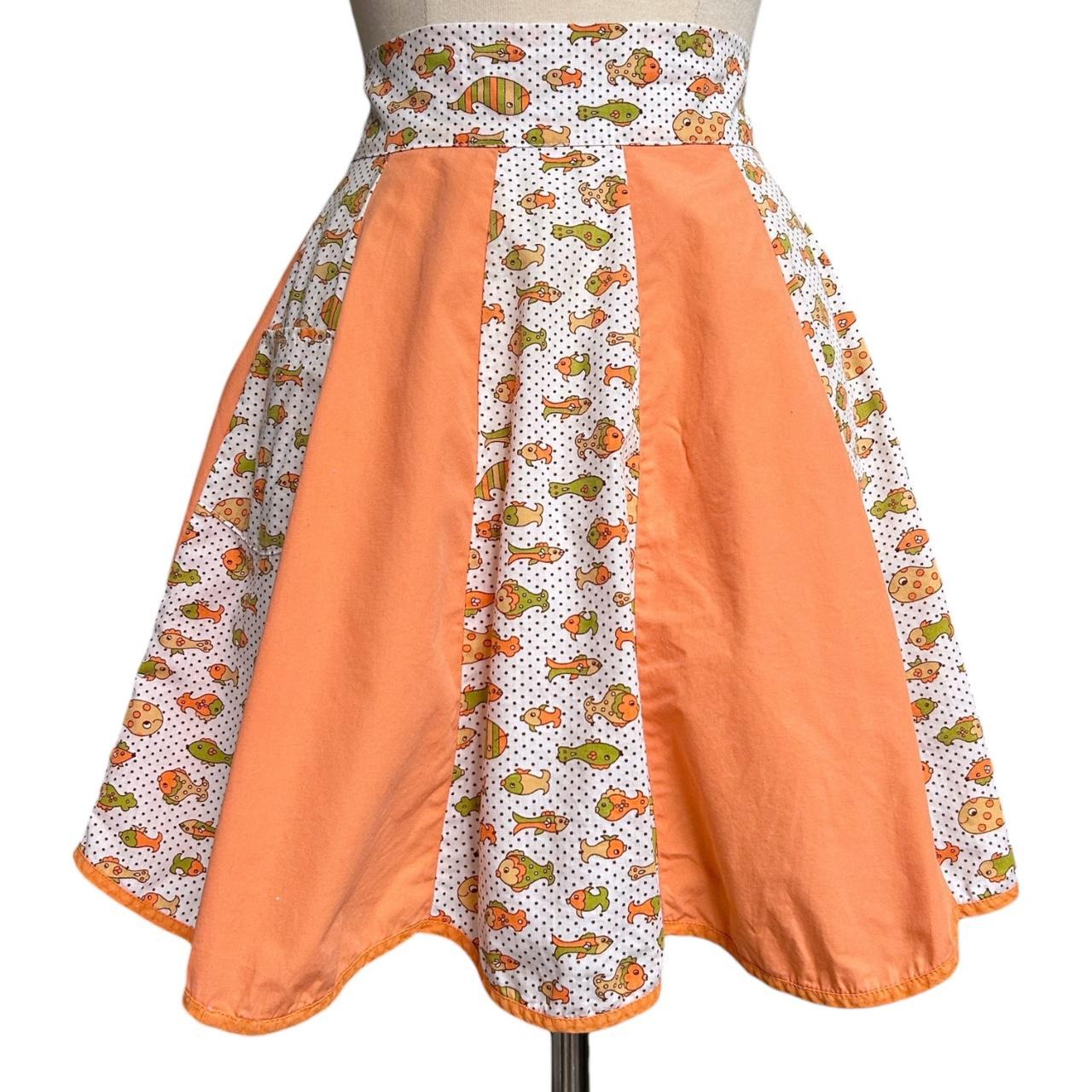 70s vintage fish novelty print apron.
