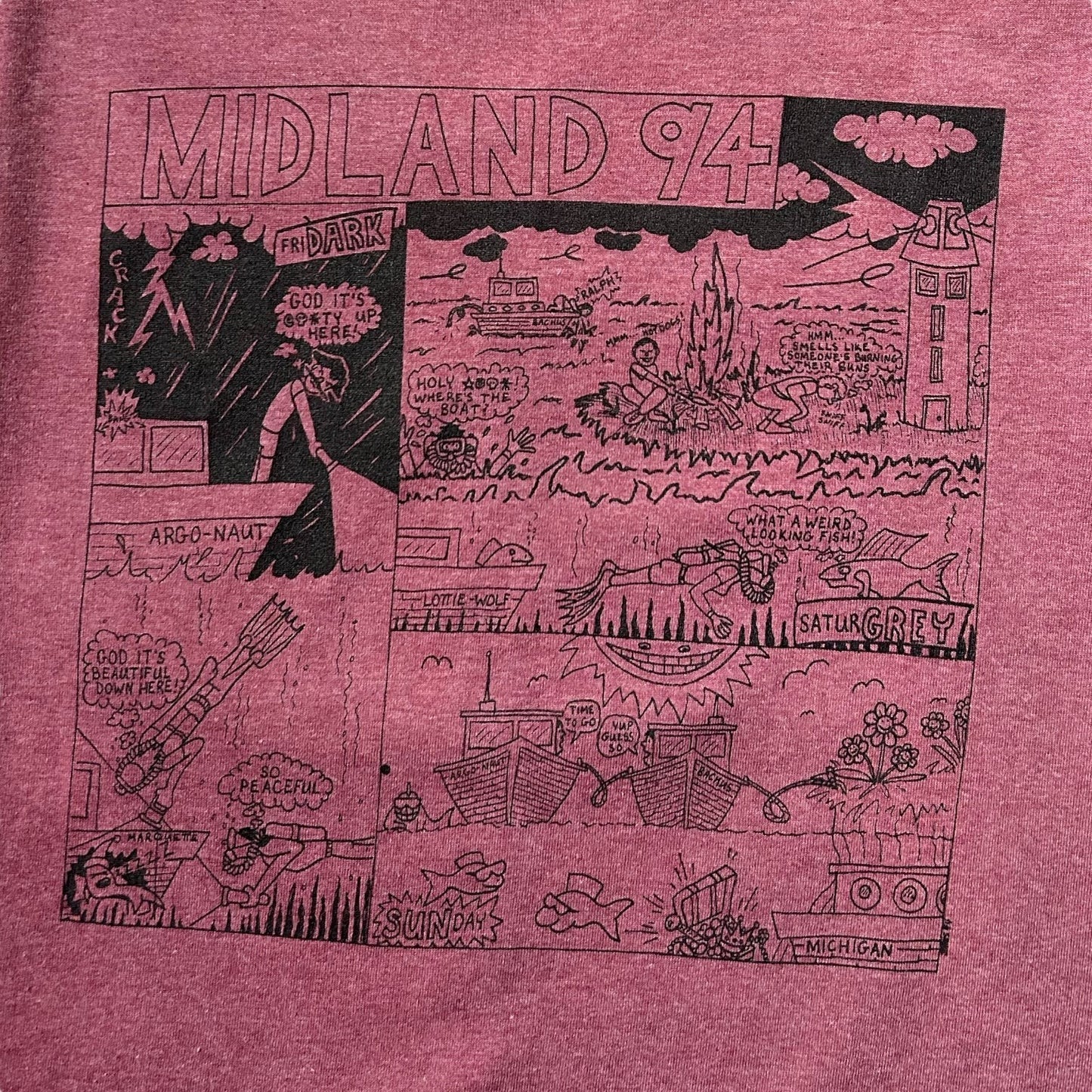 90s Vintage "Midland 94" Comic Strip T-shirt.
