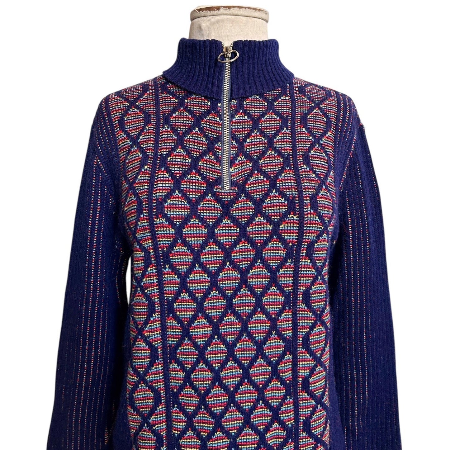 70s vintage rainbow o-ring turtleneck sweater.