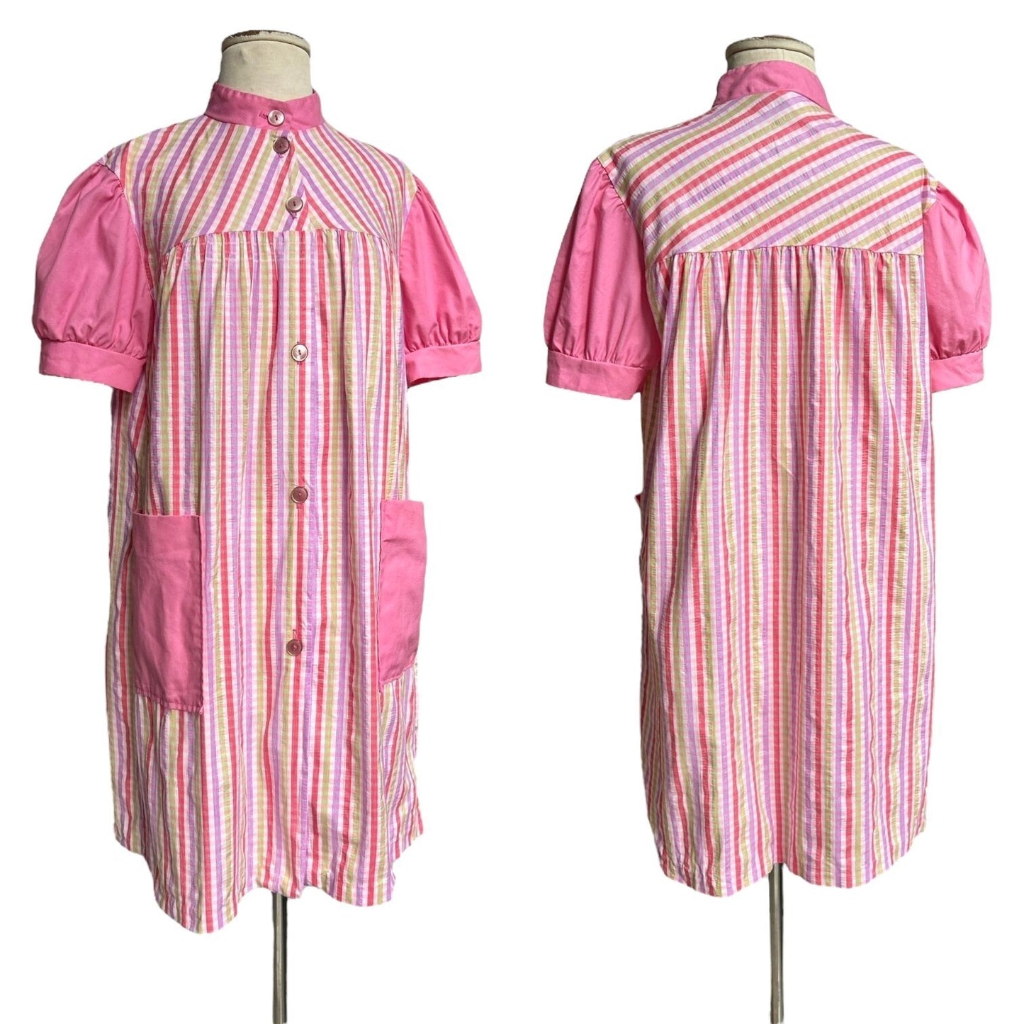 60s 70s Vintage Puff Sleeve Mini Tent Dress.