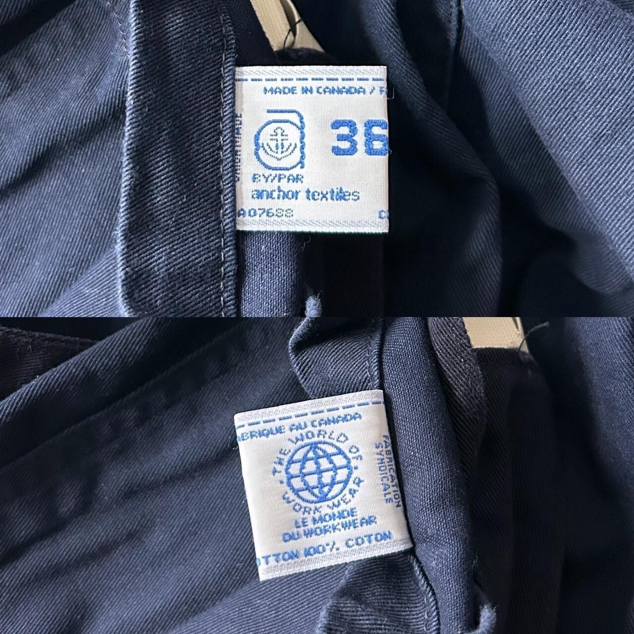 70s vintage navy utility overalls by Anchor Textiles.