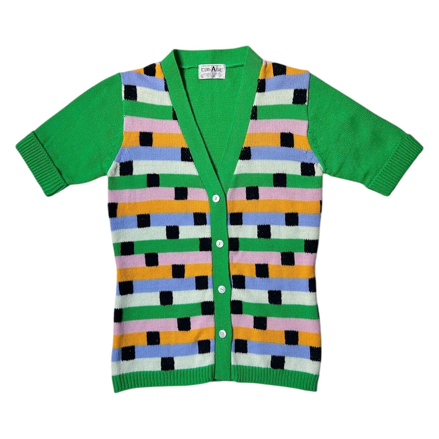 70s vintage short sleeve cardigan top.