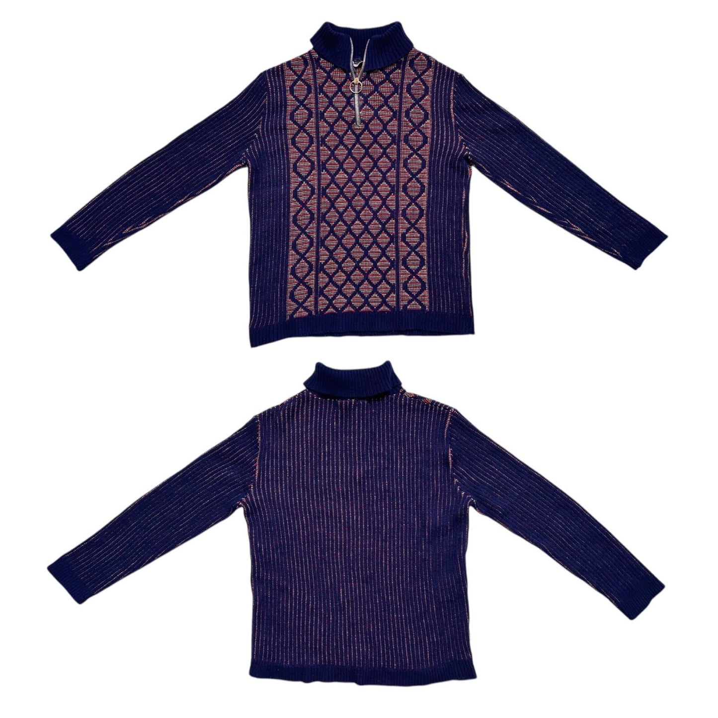 70s vintage rainbow o-ring turtleneck sweater.