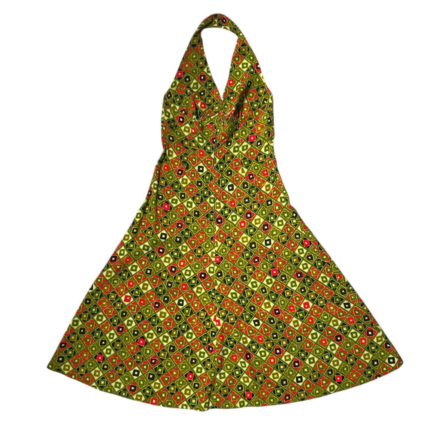70s Vintage Geometric Halter Dress.