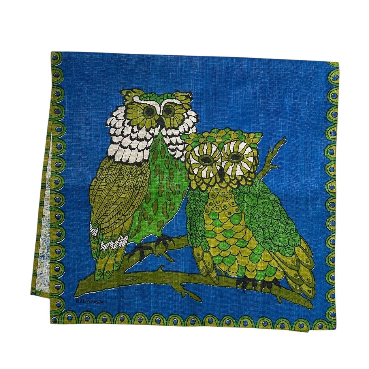 70s vintage owl art tea towel by Fallani & Cohn Inc.